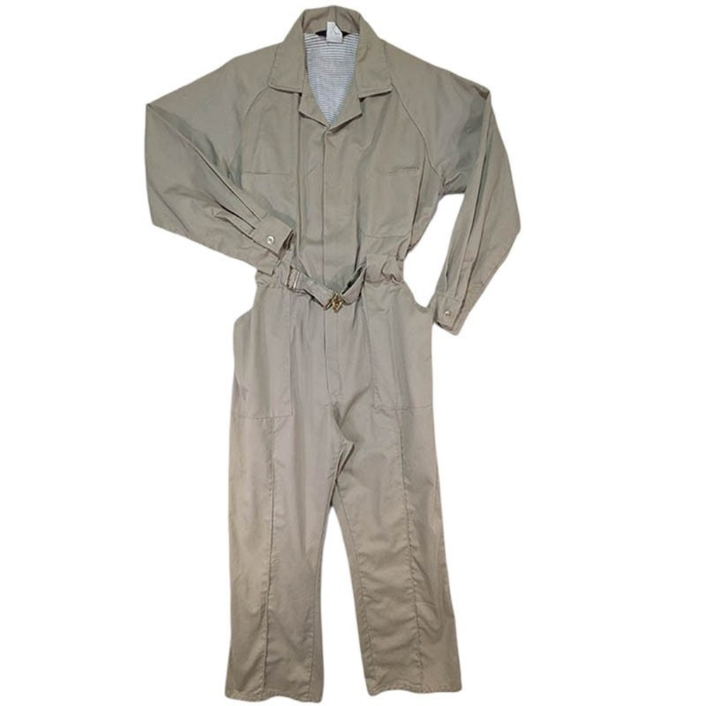 VTG Para Suit Coveralls Mens 40S Khaki Boiler Suit Utilitarian Flight Suit Retro